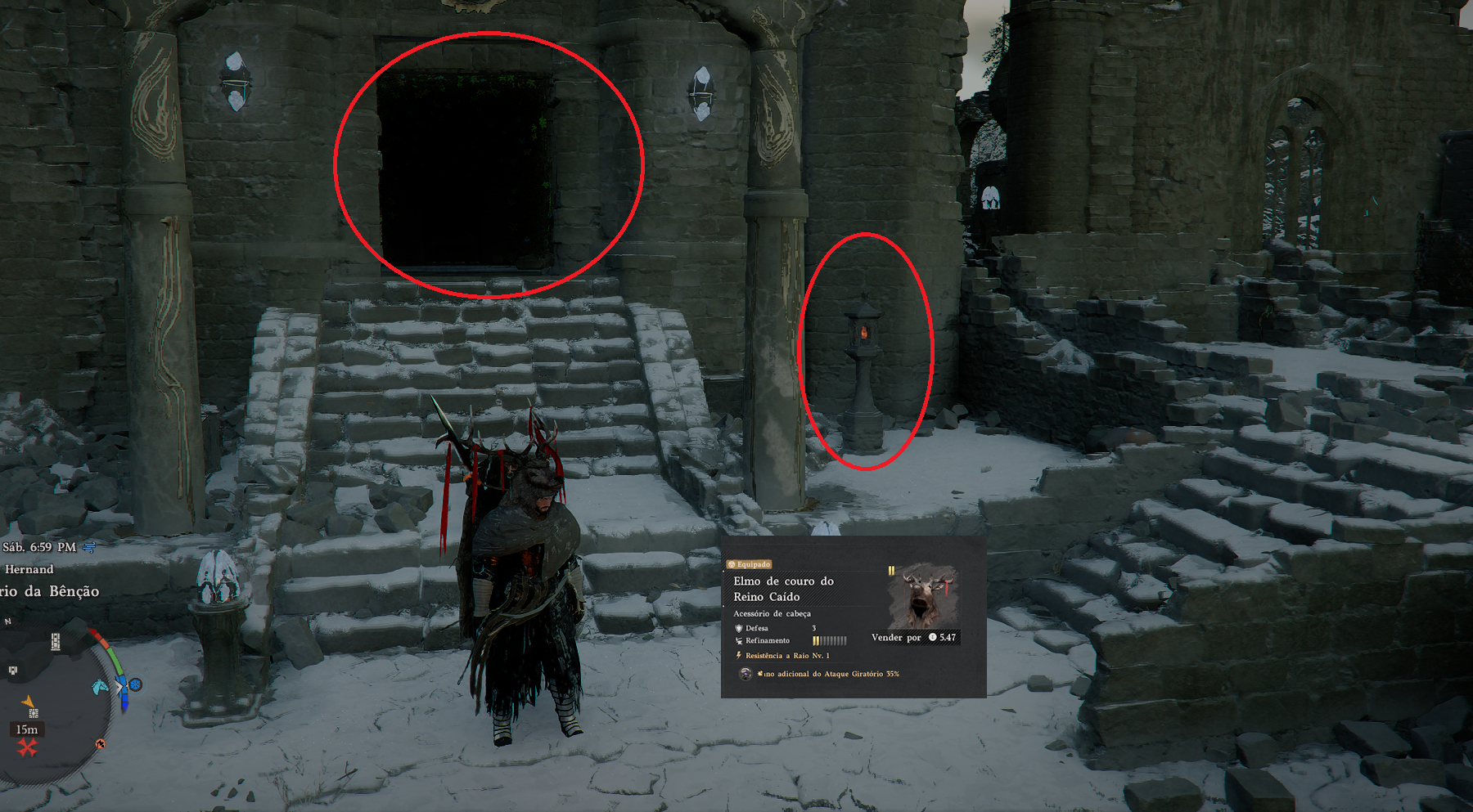 Elmo de couro do reino caido - Crimson Desert